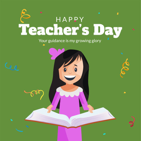 Flat banner design of happy teacher's day template.のイラスト素材