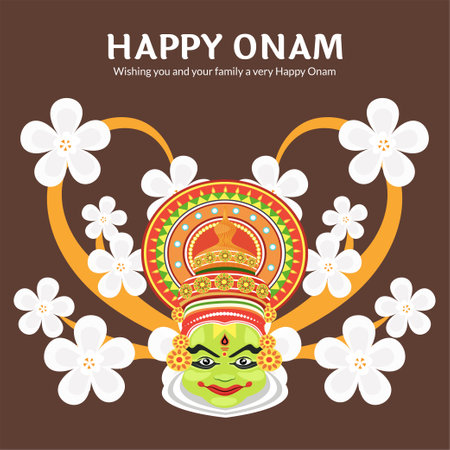 Realistic Happy Onam Indian festival banner design template.のイラスト素材