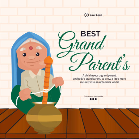 Beautiful design of happy grandparents day banner template.のイラスト素材
