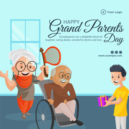Beautiful design of happy grandparents day banner template.のイラスト素材