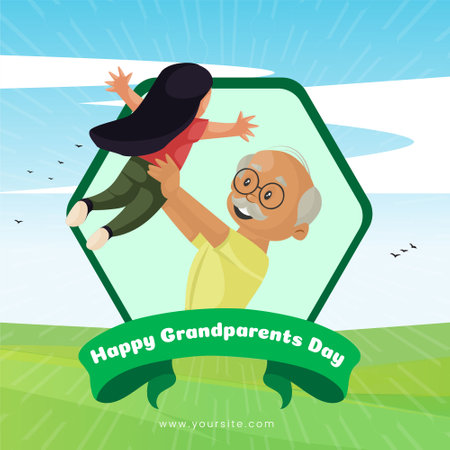 Beautiful design of happy grandparents day banner template.のイラスト素材
