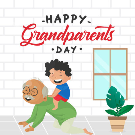Beautiful design of happy grandparents day banner template.のイラスト素材