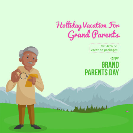 Beautiful design of happy grandparents day banner template.のイラスト素材