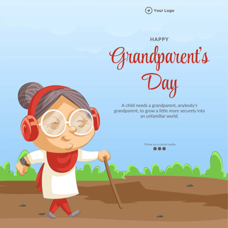 Beautiful design of happy grandparents day banner template.のイラスト素材
