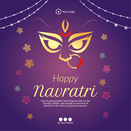 Banner design of happy Navratri Indian festival template.のイラスト素材