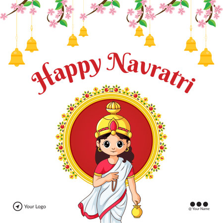 Banner design of happy Navratri Indian festival template.のイラスト素材