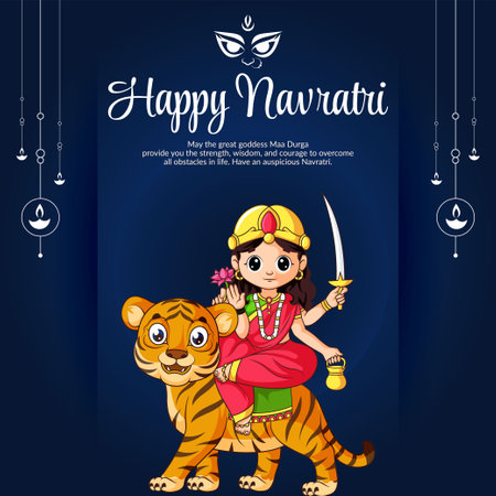 Happy Navratri beautiful Indian Hindu festival banner design.のイラスト素材