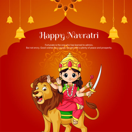 Beautiful Indian Hindu festival happy Navratri banner design.のイラスト素材