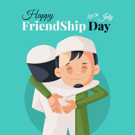 Banner design of happy friendship day cartoon style template.のイラスト素材