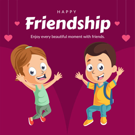 Banner design of friends forever  friendship day cartoon style template.のイラスト素材