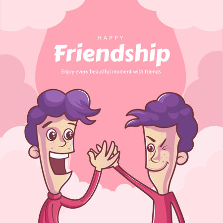 Banner design of friends forever  friendship day cartoon style template.のイラスト素材