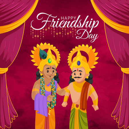 Banner design of happy friendship day cartoon style template.のイラスト素材