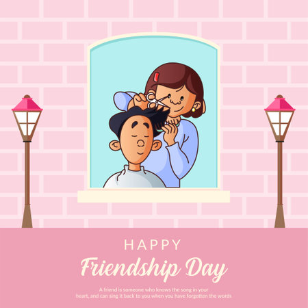 Banner design of happy friendship day cartoon style template.のイラスト素材