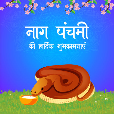 Banner design of happy nag Panchami Hindu festival template.のイラスト素材