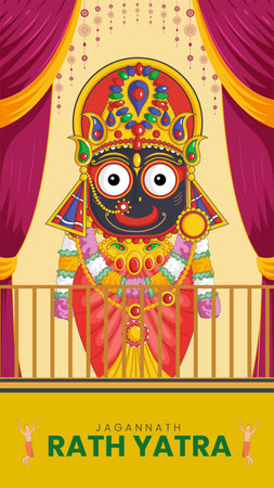 Indian festival jagannath rath yatra portrait template design.のイラスト素材