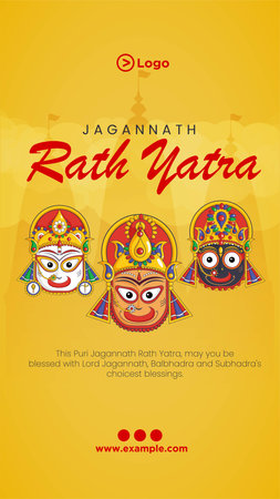 Indian festival jagannath rath yatra portrait template design.のイラスト素材