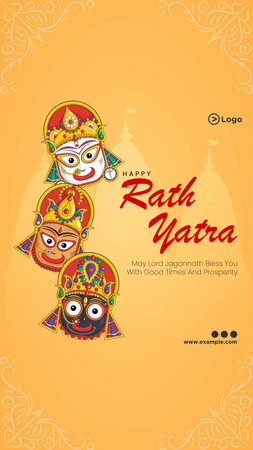 Indian festival jagannath rath yatra portrait template design.のイラスト素材