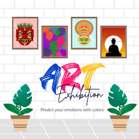 Banner design of art exhibition predict your emotions with colors template.のイラスト素材