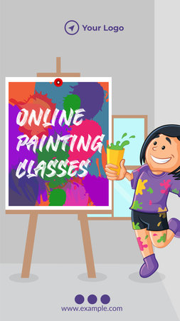 Online painting classes portrait template design.のイラスト素材
