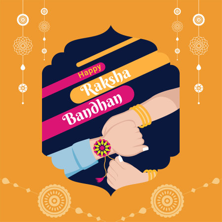 Banner design of Indian religious festival happy raksha bandhan vector illustration.のイラスト素材