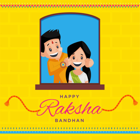 Banner design of Indian traditional festival happy Raksha Bandhan template.のイラスト素材