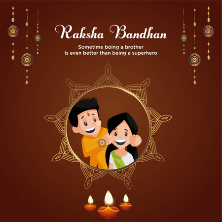 Banner design of Indian traditional festival happy Raksha Bandhan template.のイラスト素材