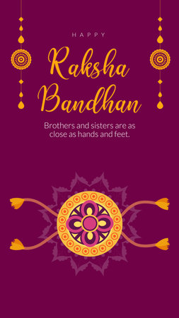 Traditional Indian festival happy Raksha Bandhan portrait template design.のイラスト素材