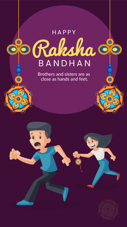 Traditional Indian festival happy Raksha Bandhan portrait template design.のイラスト素材