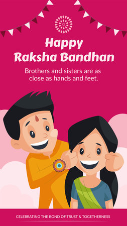 Traditional Indian festival happy Raksha Bandhan portrait template design.のイラスト素材