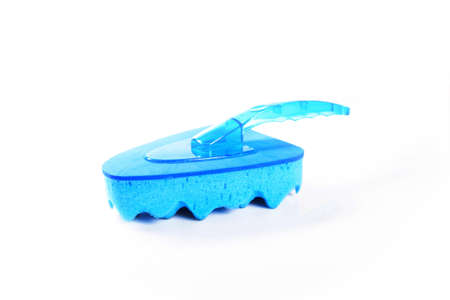 Car washer sponge that has a handle on white backgroundの写真素材