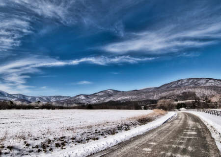 Appalachian Mountain Range Sunny Winter Day after Snowの写真素材