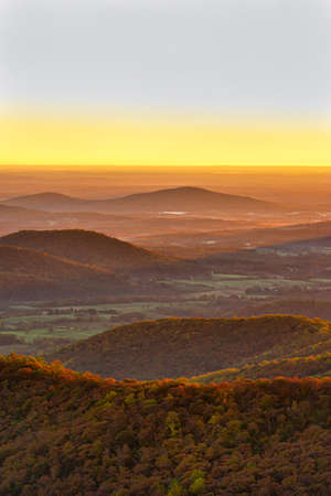 Scenic morning view in Virginia from Skyline Drive during fall