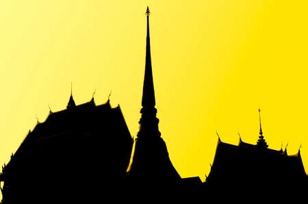 Pagoda and temple in silhouetteの写真素材