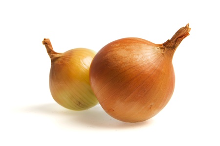 Two onion with shadow isolated on white background.の写真素材