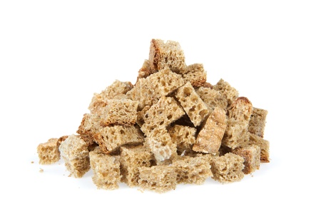 A pile crackers of rye bread isolated on a white backgroundの写真素材