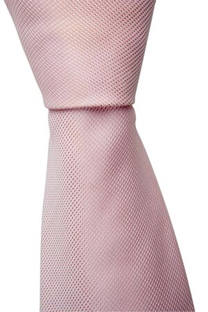 Close up knot of pink tie.  Studio isolated on white background. の写真素材