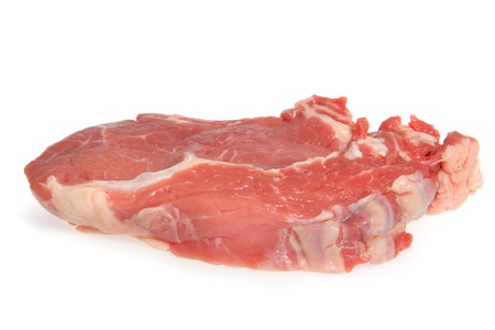 Raw steak studio isolated on white backgroundの写真素材