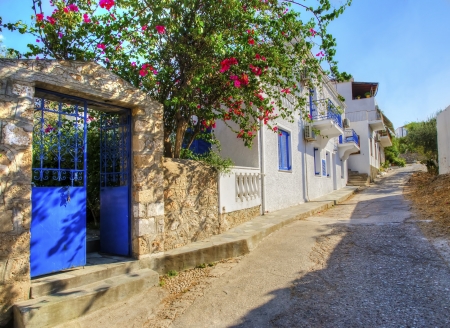 A picturesque alley on the Greek island Spetses.の写真素材