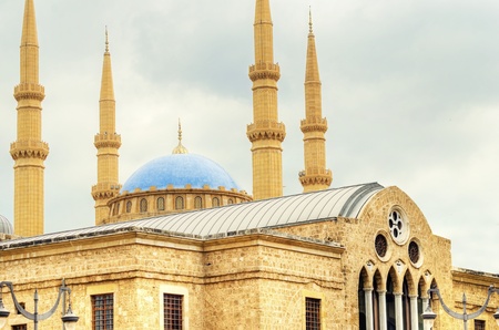 The Mohammad Al-Amin Mosque situated in Downtown Beirut, in Lebanonの写真素材