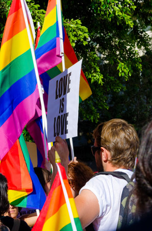 NICOSIA, CYPRUS - 31 MAY 2014: The first Gay Pride Parade in Cyprus to celebrate LGBT, lesbian, gay,...