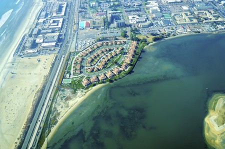 Aerial view of the Coronado island in the San Diego Bay, Southern California, United States of Americaの写真素材