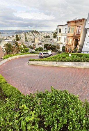 The famous Lombard street on Russian Hill in San Francisco, California, United States of America. の写真素材