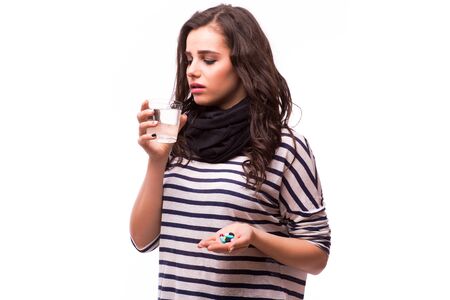 women are taking medicines and vitamins for help Sick and healthyの写真素材