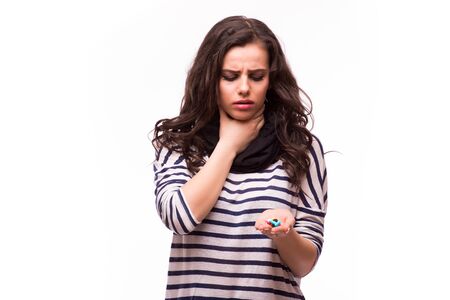 women are taking medicines and vitamins for help Sick and healthyの写真素材