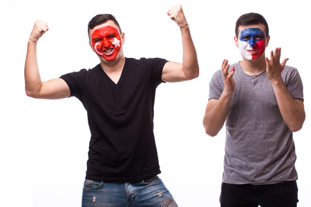 Czech Republic vs Turkey. Football fans of national teams demonstrate emotions: Czech Republic lose,...