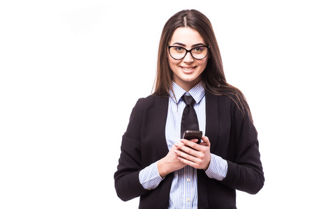beautiful black businesswoman textingの写真素材