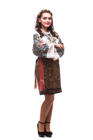 Young beautiful woman in ukraine national dressの写真素材