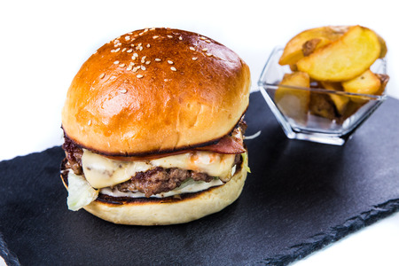 Tasty grilled  burger. Restaurant food concept.の写真素材
