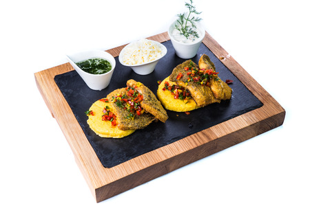 Grilled fish. Restaurant food concept.の写真素材