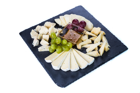 Cheese Set  on black stone slate. Restaurant food concept.の写真素材